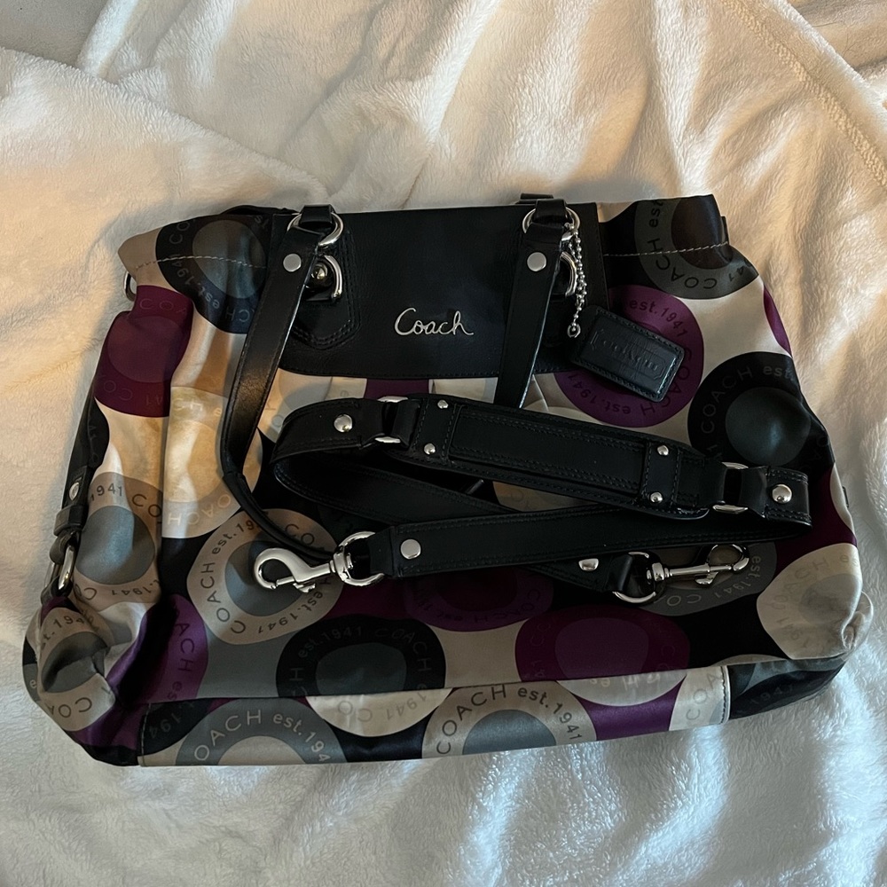 Coach Ashley Snaphead purple black purse/wallet set